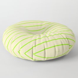 [ Thumbnail: Green & Tan Colored Striped Pattern Floor Pillow ]