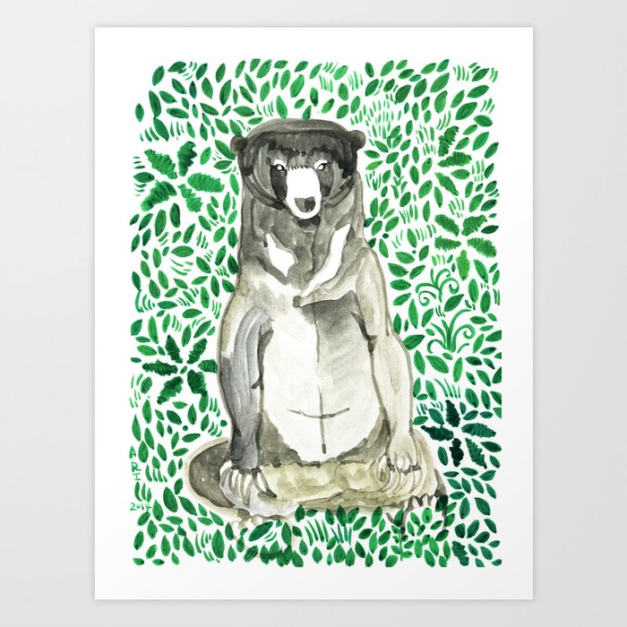 Bear Illust Green Inner Peace Art Print By Arirang Society6