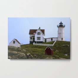 Nubble Light Metal Print | Lighthouse, Capeneddick, Ocean, Landmark, Digital, Island, Photo, Water, Scenic, Maine 