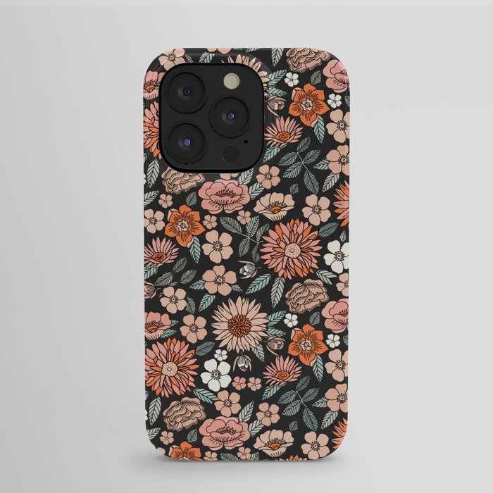 70s flowers - 70s, retro, spring, floral, florals, floral pattern, retro flowers, boho, hippie, earthy, muted iPhone Case