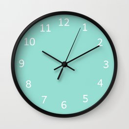 PALE ROBIN EGG solid color. Turquoise soft pastel shade plain pattern  Wall Clock