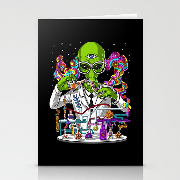 Alien Psychedelic Scientist Stationery Cards
