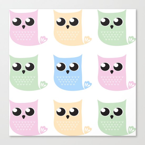 Pastel Mer-owls Canvas Print