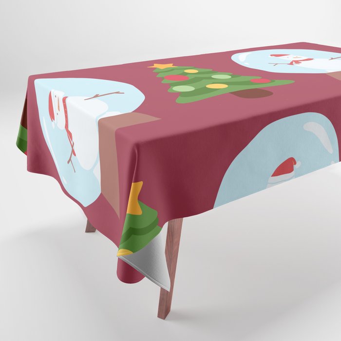 Winter/Christmas - Snow Crystals And Christmas Trees Tablecloth