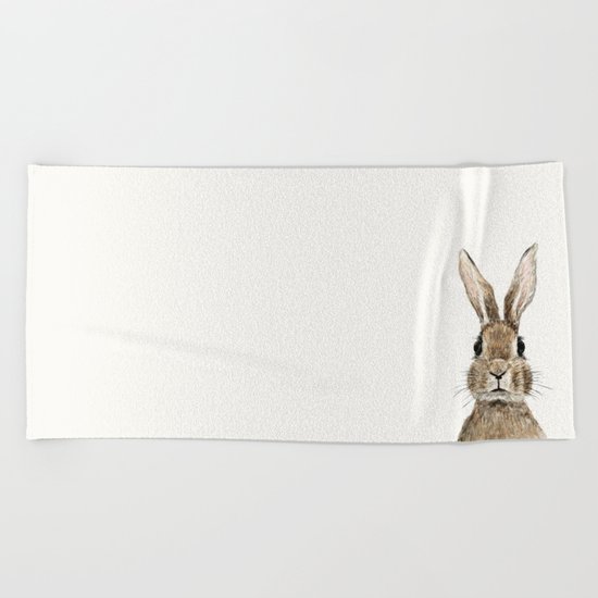 cute innocent rabbit Beach Towel