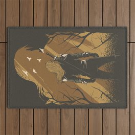 Warrior With Silhouette Outdoor Rug