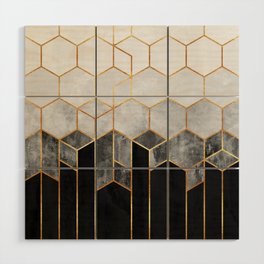 Charcoal Hexagons Wood Wall Art
