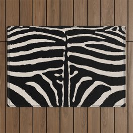 Zebra Wild Animal Print 237 Black and Linen White Outdoor Rug