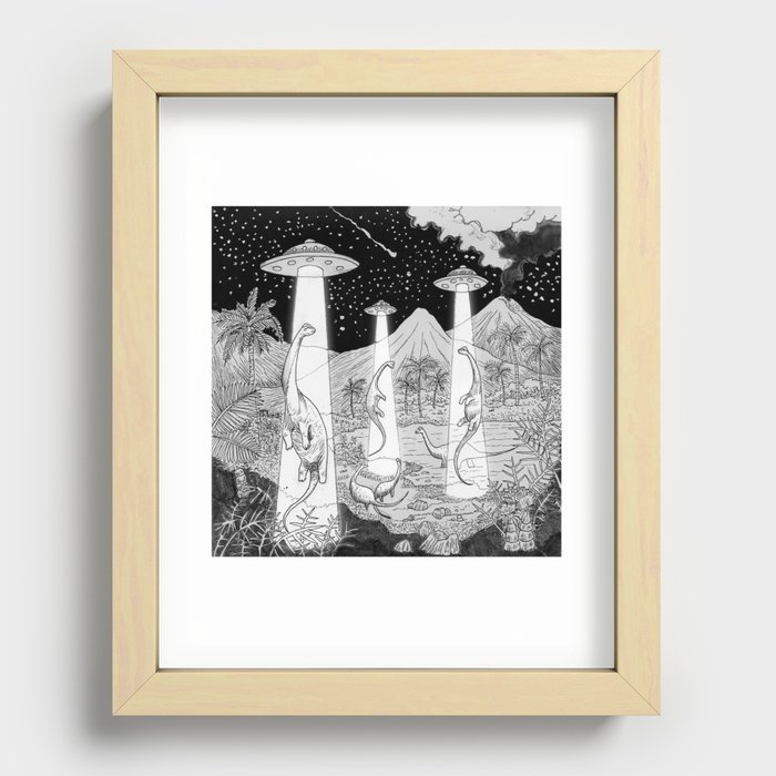 Dino abduction Recessed Framed Print
