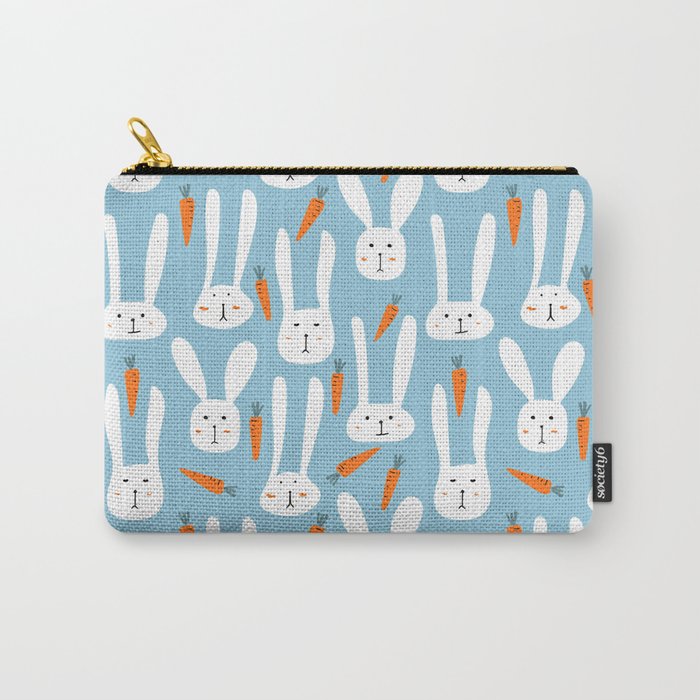 Bunnies & Carrots - Blue Carry-All Pouch