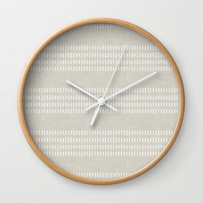 farmhouse stitch - greige Wall Clock