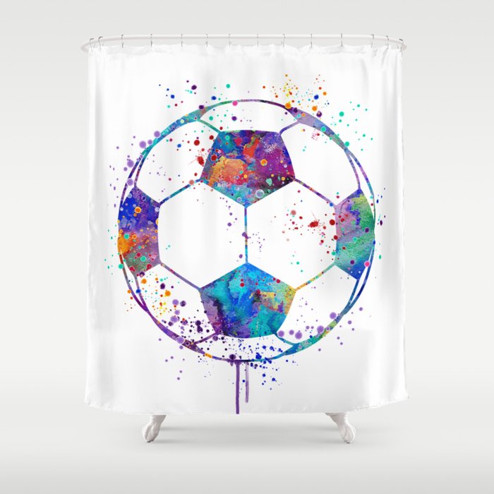 Soccer Ball Colorful Watercolor Shower Curtain By Lotusart Society6