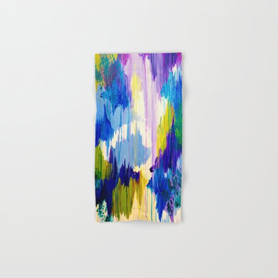 WINTER DREAMING - Jewel Tone Colorful Eggplant Plum Periwinkle Purple Chevron Ikat Abstract Painting Hand & Bath Towel