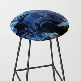 Red Mountain and Stormy Sky Oil Painting Fine Art Bar Stool