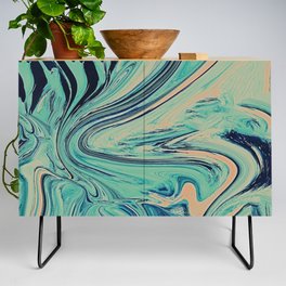 Mediterranean: A pretty abstract digital painting in mint green and pink by Alyssa Hamilton Art  Credenza