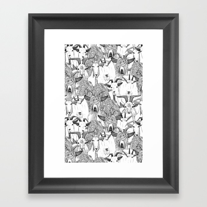 just goats black white Framed Art Print