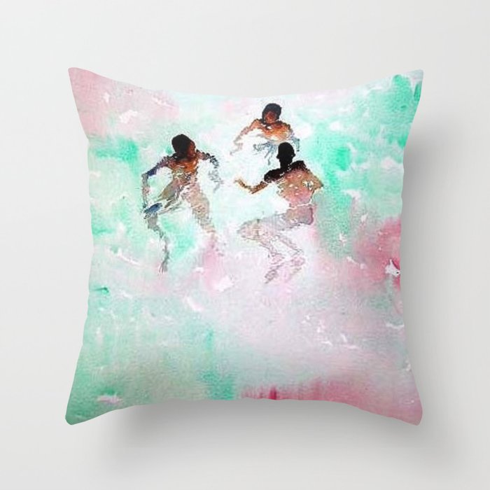 African American Boys, The Summer Swimming Hole portrait paintings Throw Pillow