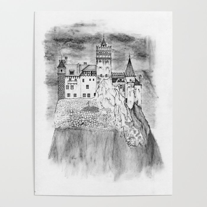 Wall Art Print, Dracula's Castle Poster, Halloween