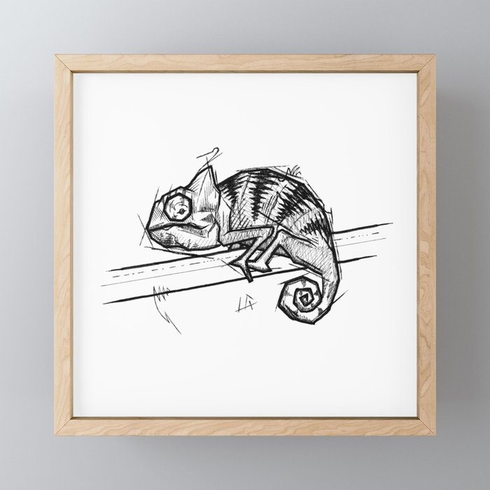 Chameleon Handmade Drawing Made In Pencil And Ink Tattoo Sketch
