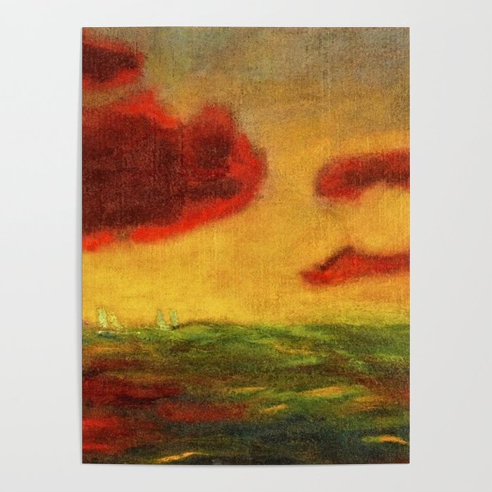 Sailing Yachts on the High Seas at Sunset nautical landscape by Emil Nolde Poster