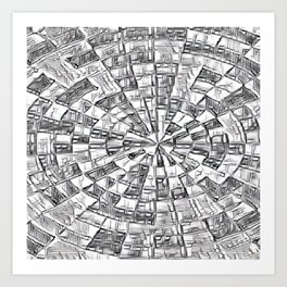 Black & White Circular Maze Art Print