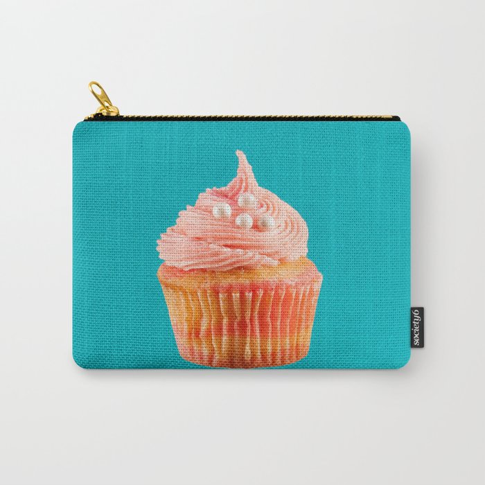 Cupcake Love | Pink & Pearls on Aqua Carry-All Pouch