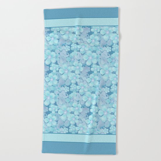 Light blue floral pattern . 1 Beach Towel