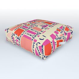 paris map pink Outdoor Floor Cushion