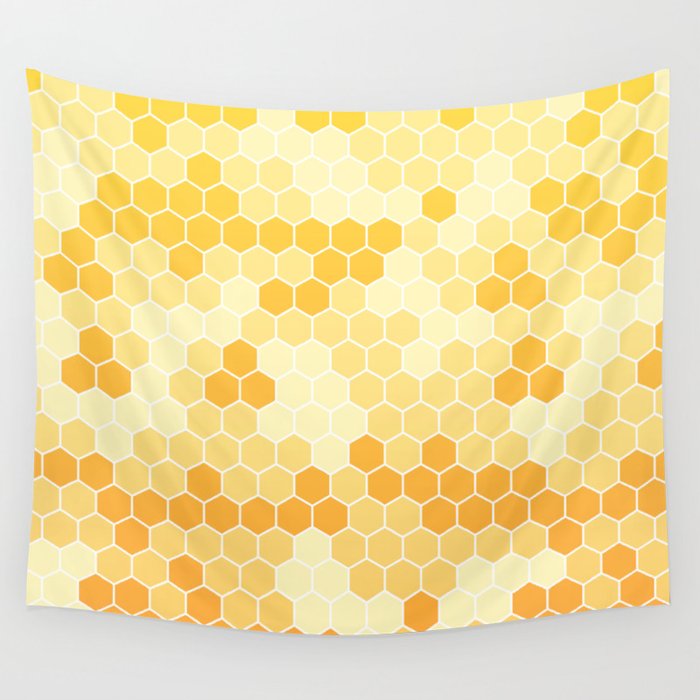 Honeycomb Yellow and Orange Geometric Pattern for Home Decor Wall Tapestry