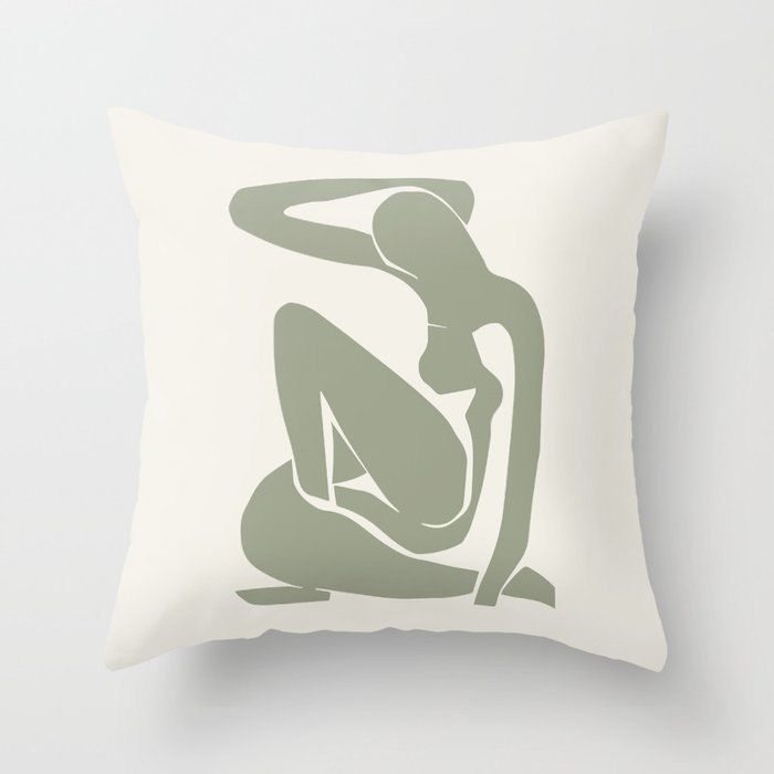 Sage Green Matisse Art, Matisse Abstract Art Decor Throw Pillow