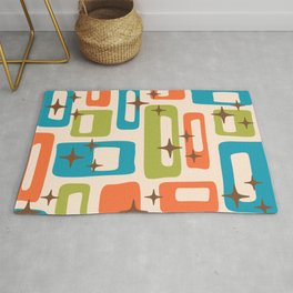 Retro Mid Century Modern Abstract Pattern 921 Googie Orange Chartreuse Turquoise Area & Throw Rug