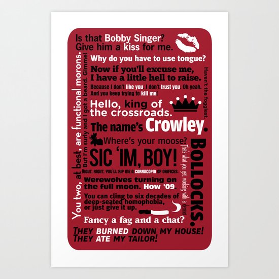 Supernatural - Crowley Quotes Art Print