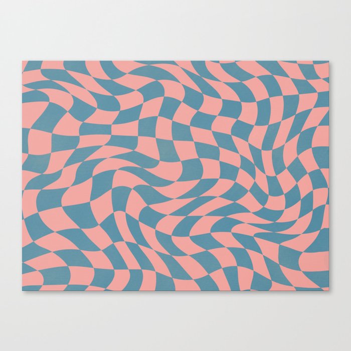 Warp checked coral pink and blue Canvas Print