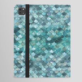 Teal Mermaid Pattern Glam iPad Folio Case