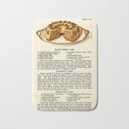 Vintage Recipe Maple Syrup Cake and Illustration Bath Mat