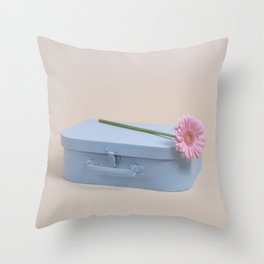 Blue case with pink flower Throw Pillow