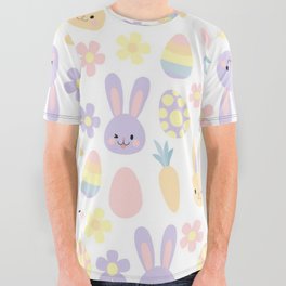 Happy Easter Purple Rabbit Collection All Over Graphic Tee
