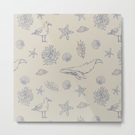 Sea Life II Metal Print | Graphicdesign, Sealife, Pattern, Design, Nature, Beach, Ocean, Sea, Seagull, Starfish 