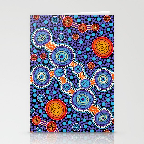 Authentic Aboriginal Art - The Journey Blue Stationery Cards