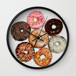 Homemade various dish of frosted donuts; can't eat just one kitchen and dining room home and wall decor Wall Clock | Newengland, Colorful, Donuts, Baking, Coffeeanddonuts, Desserts, Breakfast, Donut, Foodandwine, Muffins 