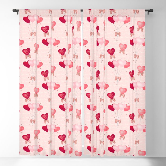 Valentine's Day Heart Balloons Pattern Blackout Curtain
