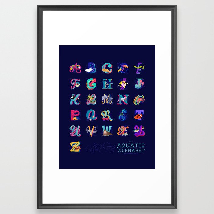 The Aquatic Alphabet Framed Art Print