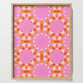 Pink Sun Kaleidoscope Pattern Serving Tray