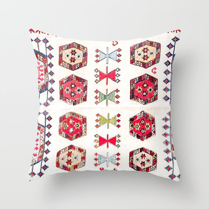 Colorful Aztec Pattern // 18th Century Southwestern Barn Farmhouse Shapes Accent Design Throw Pillow