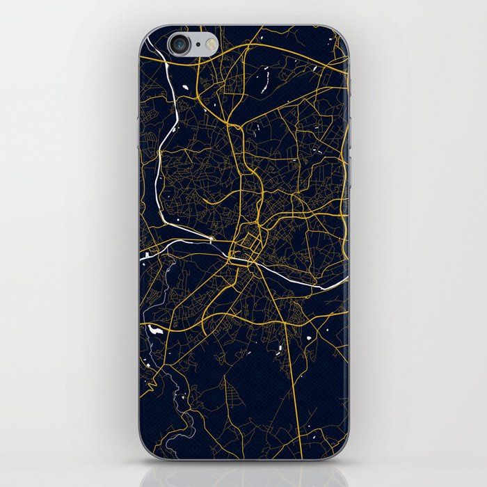 Charleroi City Map of Hainaut, Belgium - Gold Art Deco iPhone Skin