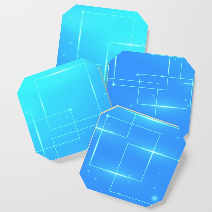 Abstract Rectangles in Shiny Blue. Coaster