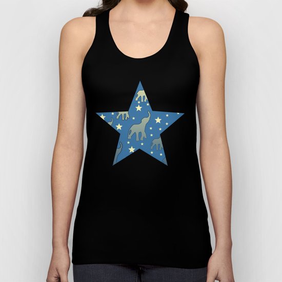 Blue Elephants Stars Pattern Unisex Tank Top