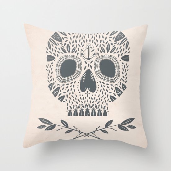 LEAF SKULL Throw Pillow