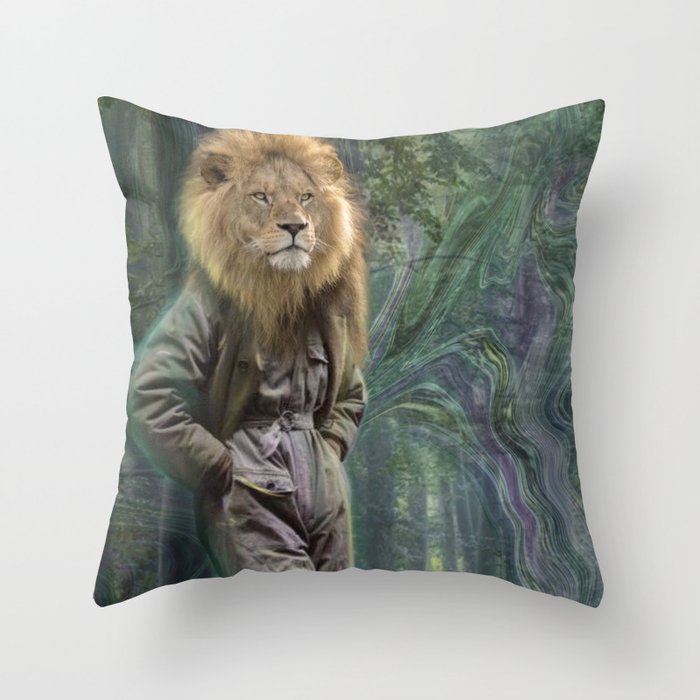 Lion man Throw Pillow