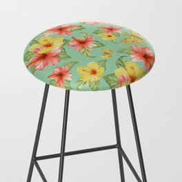Tropical Flowers and Moths Pattern Bar Stool